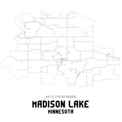 Madison Lake Minnesota. US street map with black and white lines.