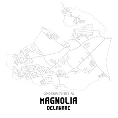 Magnolia Delaware. US street map with black and white lines.
