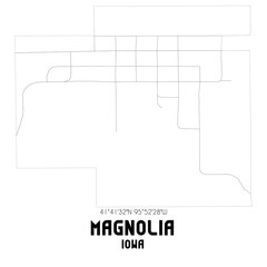 Magnolia Iowa. US street map with black and white lines.