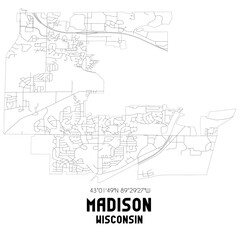 Fototapeta na wymiar Madison Wisconsin. US street map with black and white lines.