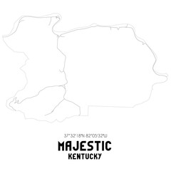 Majestic Kentucky. US street map with black and white lines.