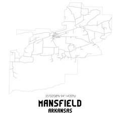 Mansfield Arkansas. US street map with black and white lines.
