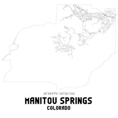 Manitou Springs Colorado. US street map with black and white lines.