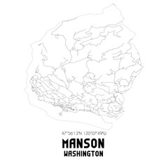 Manson Washington. US street map with black and white lines.