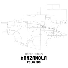 Manzanola Colorado. US street map with black and white lines.