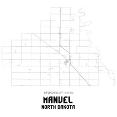 Manvel North Dakota. US street map with black and white lines.