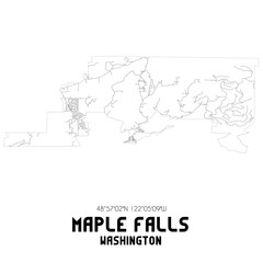Maple Falls Washington. US street map with black and white lines.