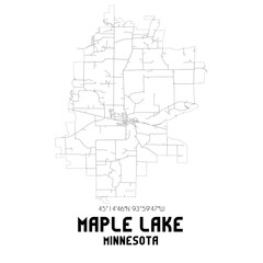 Maple Lake Minnesota. US street map with black and white lines.
