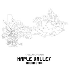Maple Valley Washington. US street map with black and white lines.