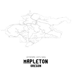Mapleton Oregon. US street map with black and white lines.
