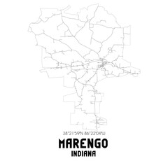 Fototapeta premium Marengo Indiana. US street map with black and white lines.