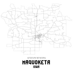 Maquoketa Iowa. US street map with black and white lines.