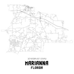 Marianna Florida. US street map with black and white lines.