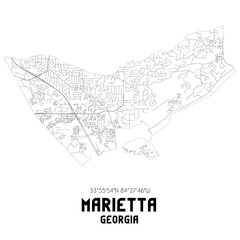 Marietta Georgia. US street map with black and white lines. - obrazy, fototapety, plakaty