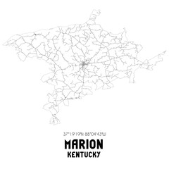 Marion Kentucky. US street map with black and white lines.