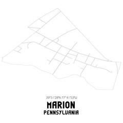 Marion Pennsylvania. US street map with black and white lines.