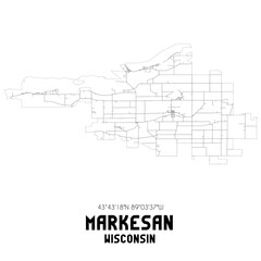 Obraz premium Markesan Wisconsin. US street map with black and white lines.