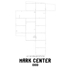 Mark Center Ohio. US street map with black and white lines.