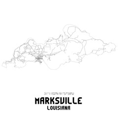 Marksville Louisiana. US street map with black and white lines.