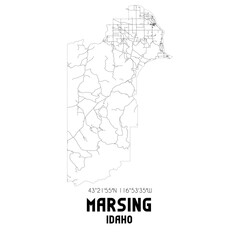 Marsing Idaho. US street map with black and white lines.