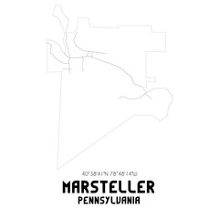 Marsteller Pennsylvania. US street map with black and white lines.