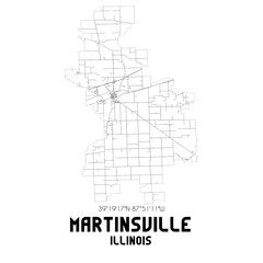 Martinsville Illinois. US street map with black and white lines.