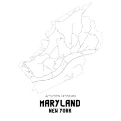 Maryland New York. US street map with black and white lines.
