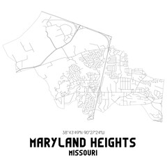 Maryland Heights Missouri. US street map with black and white lines.