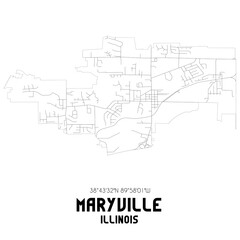 Maryville Illinois. US street map with black and white lines.