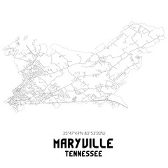 Maryville Tennessee. US street map with black and white lines.