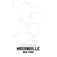 Masonville New York. US street map with black and white lines.