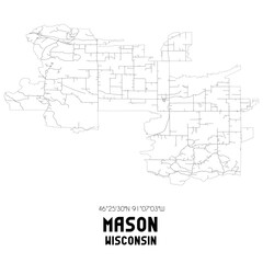 Mason Wisconsin. US street map with black and white lines.
