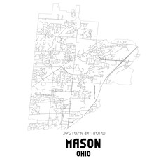 Mason Ohio. US street map with black and white lines.