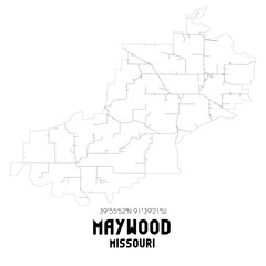 Maywood Missouri. US street map with black and white lines.