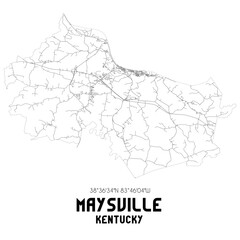 Maysville Kentucky. US street map with black and white lines.