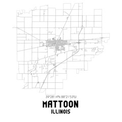 Mattoon Illinois. US street map with black and white lines.