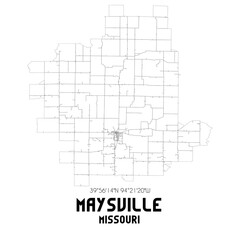 Maysville Missouri. US street map with black and white lines.