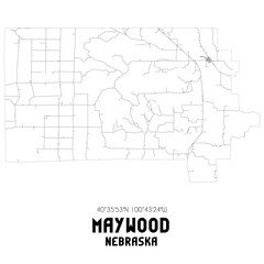 Maywood Nebraska. US street map with black and white lines.