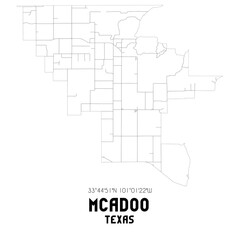 Mcadoo Texas. US street map with black and white lines.