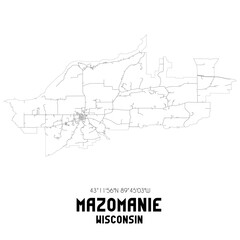 Mazomanie Wisconsin. US street map with black and white lines.