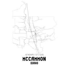 Mccammon Idaho. US street map with black and white lines.