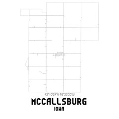 McCallsburg Iowa. US street map with black and white lines.