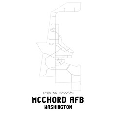 Mcchord Afb Washington. US street map with black and white lines.