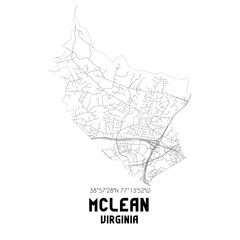 McLean Virginia. US street map with black and white lines.