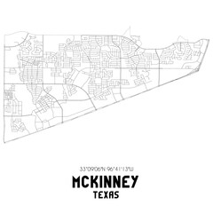 Mckinney Texas. US street map with black and white lines.