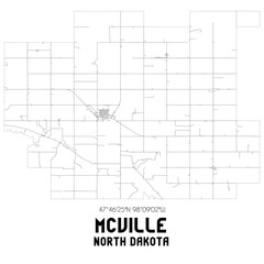 Mcville North Dakota. US street map with black and white lines.