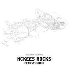 Fototapeta na wymiar McKees Rocks Pennsylvania. US street map with black and white lines.