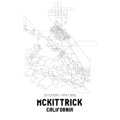 McKittrick California. US street map with black and white lines.