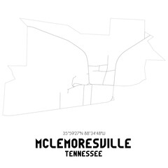 McLemoresville Tennessee. US street map with black and white lines.
