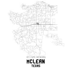 Mclean Texas. US street map with black and white lines.